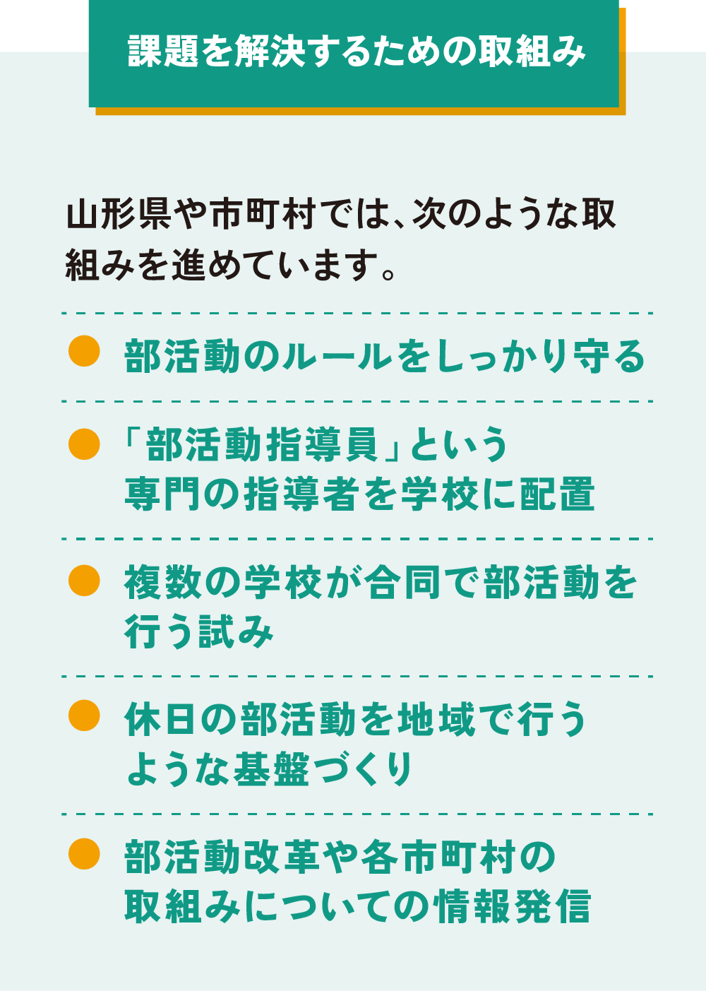 課題を解決するための取組み